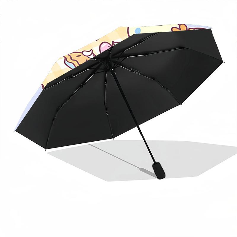 1pc Hello Kitty & Friends Picnic with Cherry Blossom Print - Automatic Opening Umbrella, Portable Folding Design, 8-Bone Iron Frame Outdoor Umbrella,