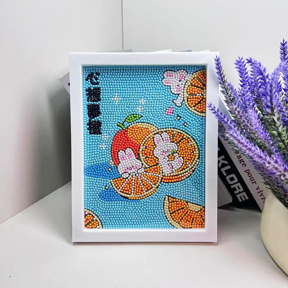 Cartoon Diamond Painting Children's Handmade Diy Diamond Stickers Bedroom Living Room Decorative Painting Masonry Painting with Photo Frame.