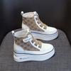 High-top Shoes Women's Autumn 2025 New Leisure Sports Little White Shoes Women's Thick-soled Inner Height Increase Velcro Short Boots Women