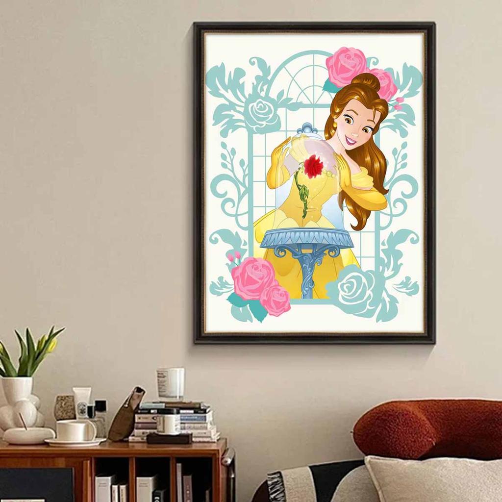 DIY Diamond Painting Princess and Flowers Cross Stitch Kit Mosaic Art Diamond Painting Full Circle Diamond Home Decoration