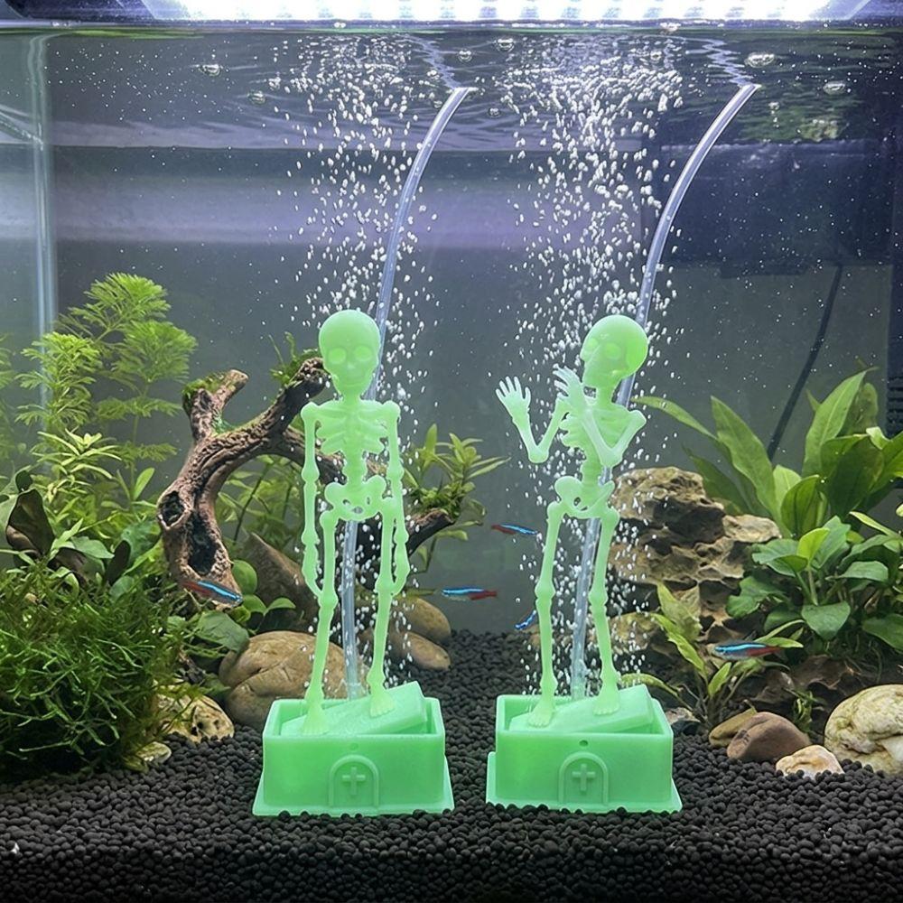 Air Pump Driven Dancing Skeleton Aquarium Bubbler Luminous 3D Printed Fish Tank Dance Skull Bubbler Dancing Underwater Plastic