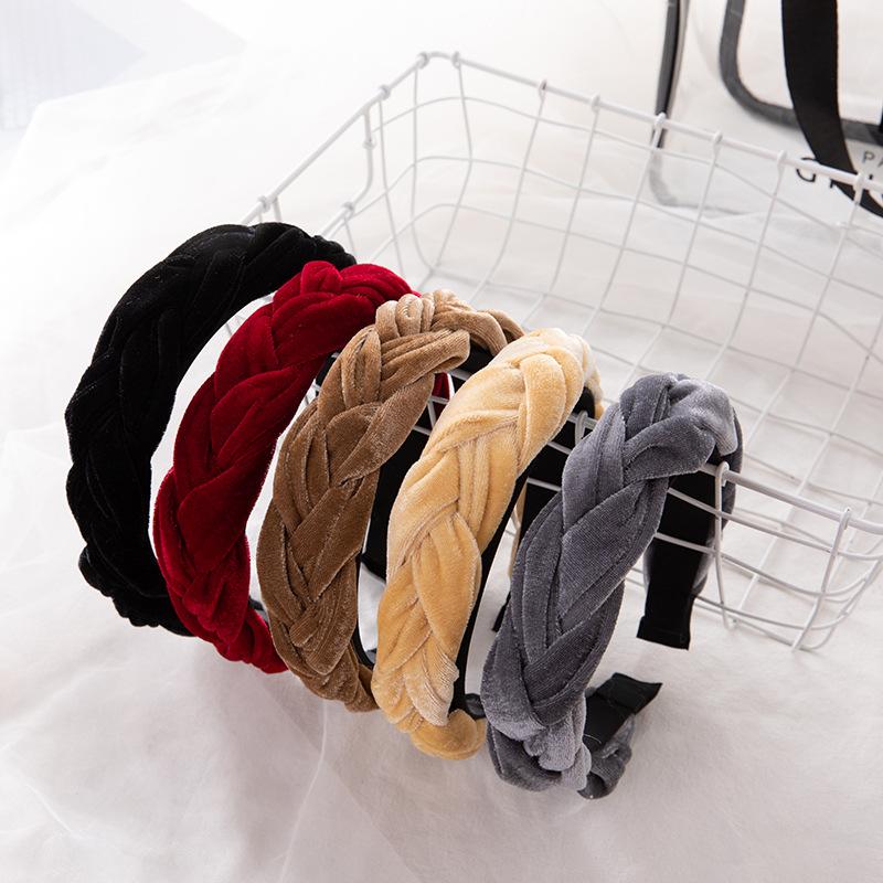 Bentiță Împletită de Catifea Aurie, Celebră pe Internet, Bentiță Înnodată Simplă, Accesorii Păr