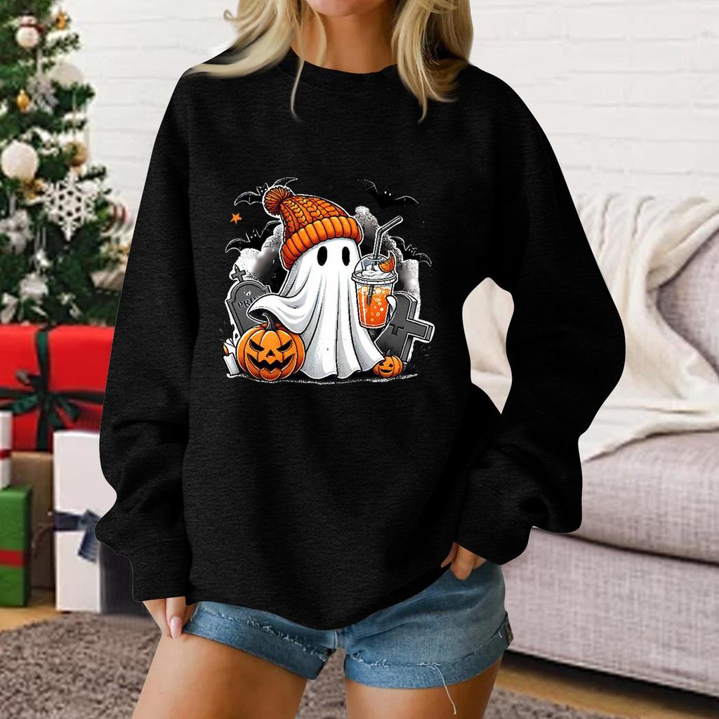 Damen Mode Lässiger Halloween bedruckter Pullover