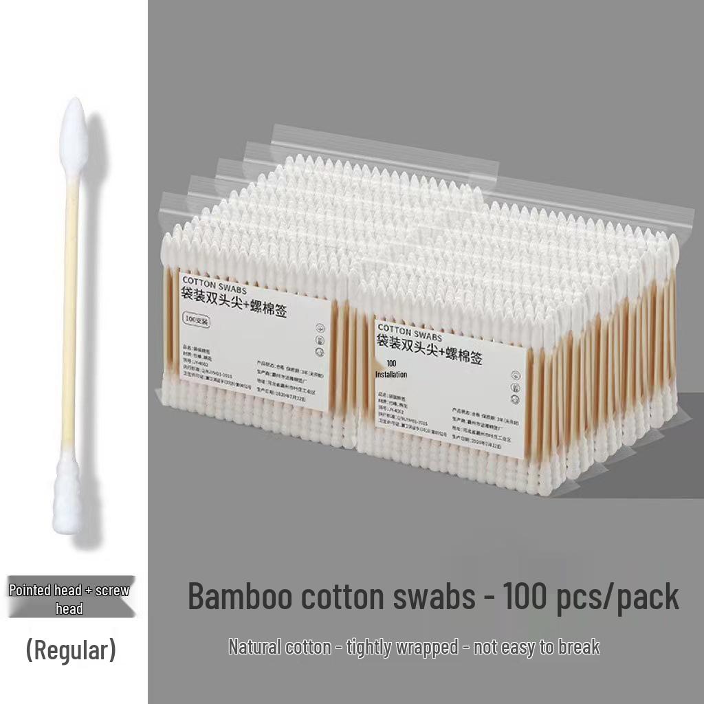 Wooden Cotton Swabs: Double-Ended for Ear Cleaning & Makeup, Disposable, Household Use