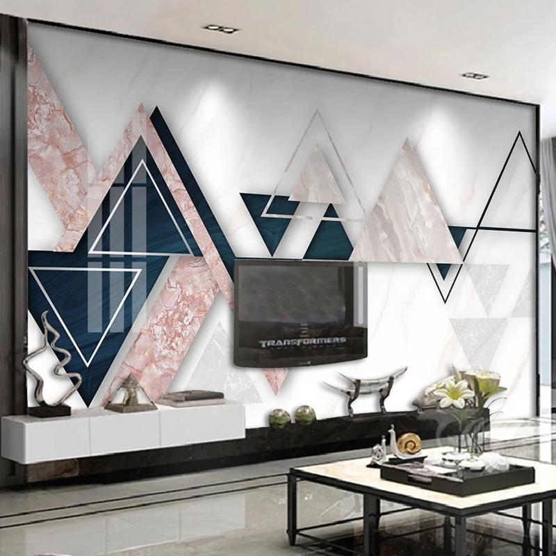 Photo Mural 3D Geometric Marble TV Background Wall Painting Living Room Bedroom Wall Papers Home Decor