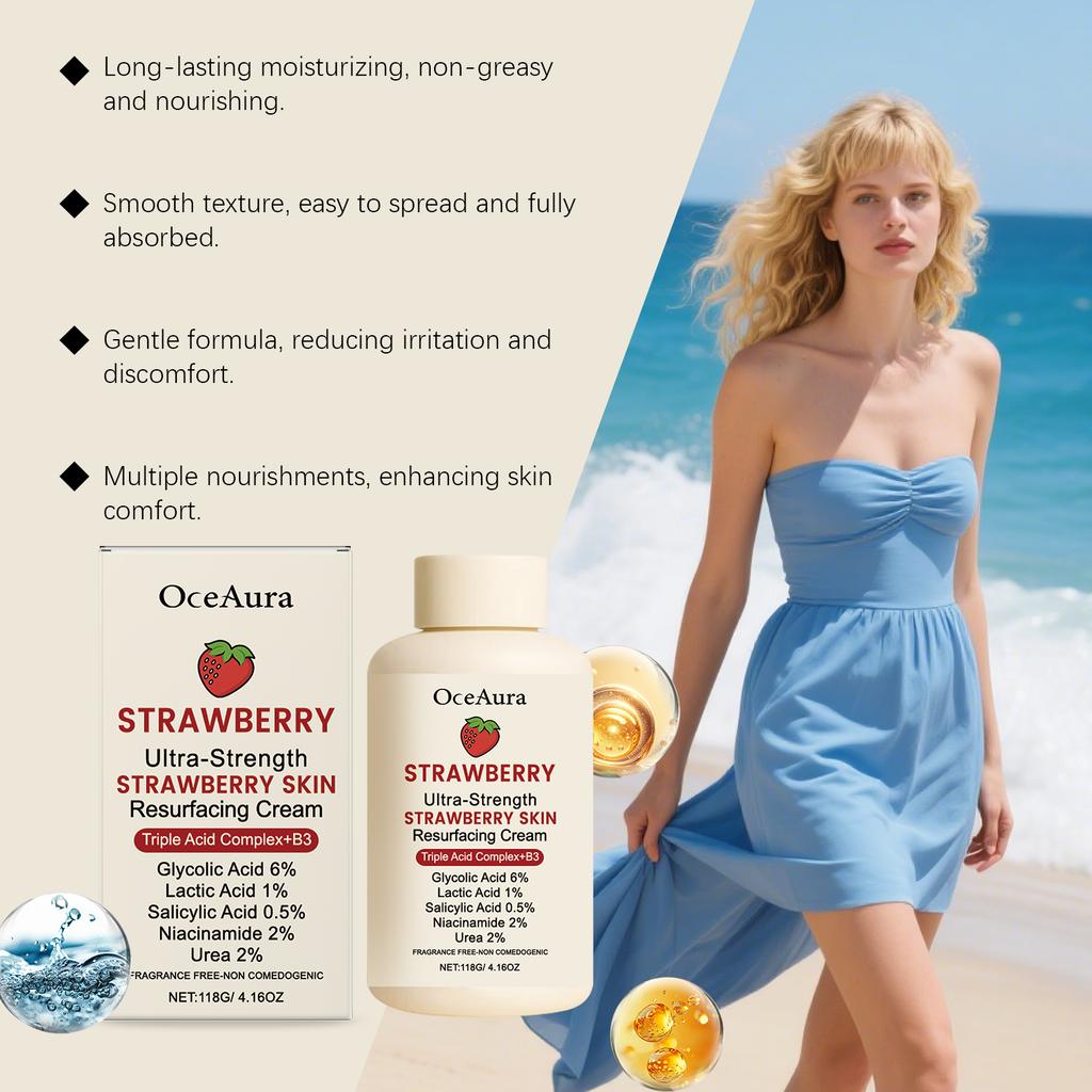 Oceaura Strawberry Body Cream Gentle Moisturizing Lightweight Non-greasy Improve Skin Texture Enhance Smoothness Soft Body Care