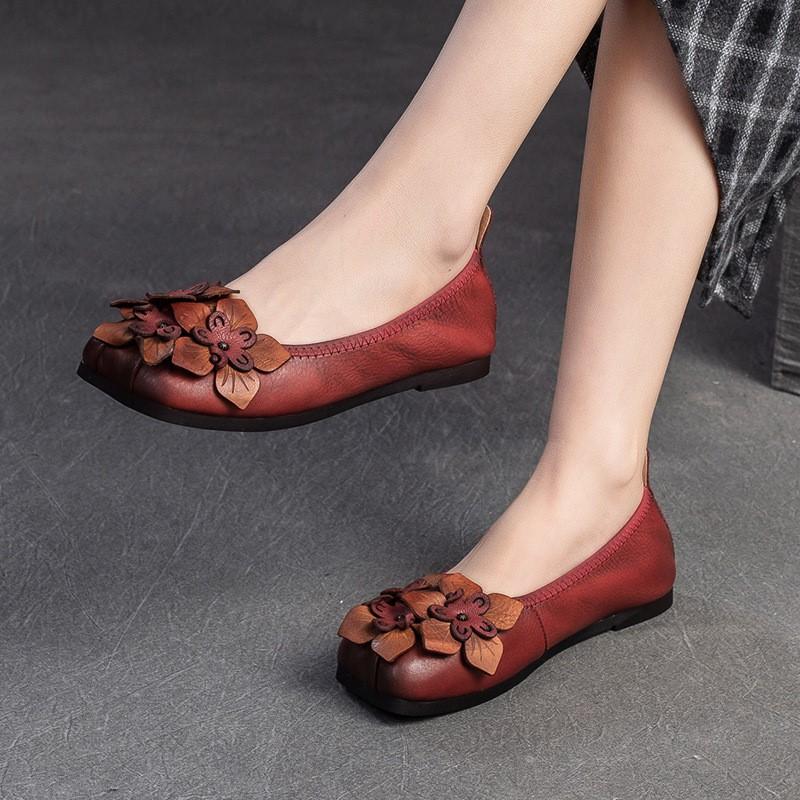 Fashion GKTINOO Genuine Leather Loafers For Women 2024 Flower Woman Flats Mocassins Femme Women's Loafers Spring Summer Slip-On Shoes