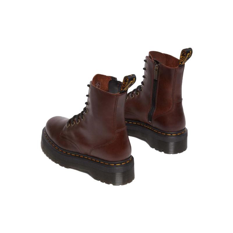 Dr. Martens Jadon Series Leather Round Toe Lace-Up Flat Short Boots Women boots Dark-Brown 31375201