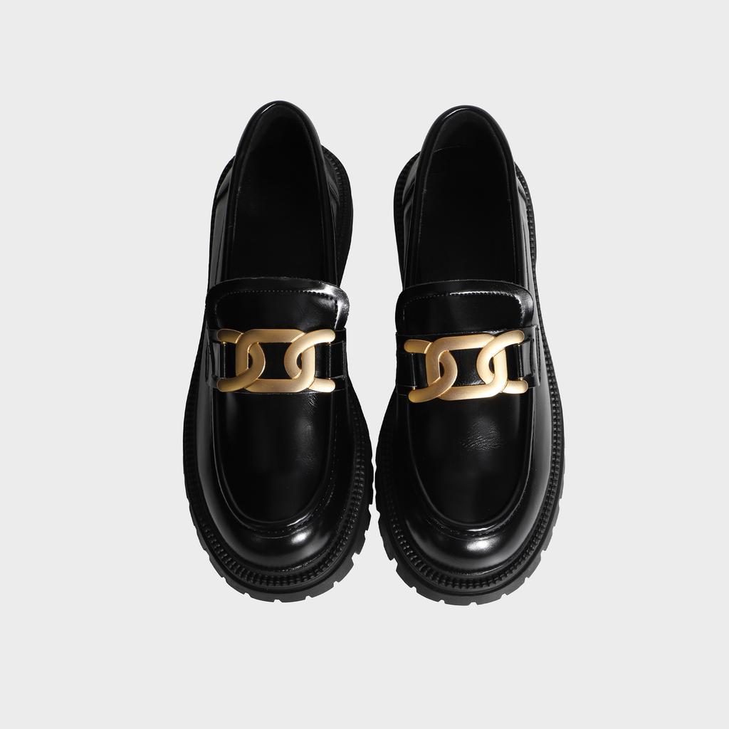 Fashion Huizhou women's shoes comfortable thick heel British style black small leather shoes spring and summer new loafers platform shoes women