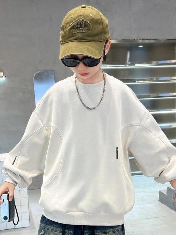 Dívčí módní volná mikina s kulatým výstřihem a dlouhým rukávem - Kolekce Podzim/Jaro 2025