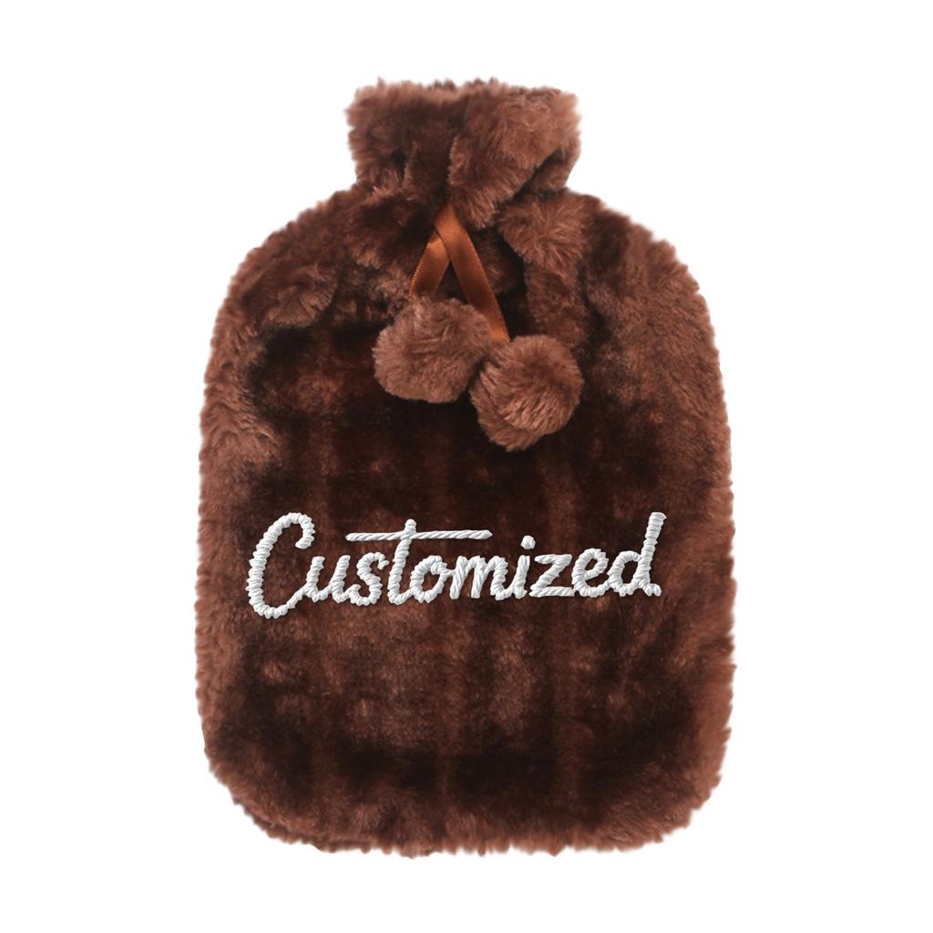 Personalized Custom Embroidered Text BS Rubber Hot Water Bottle Plush Cloth Cover Imitation Cloth Cover Hand Warmer Hot Water Bottle