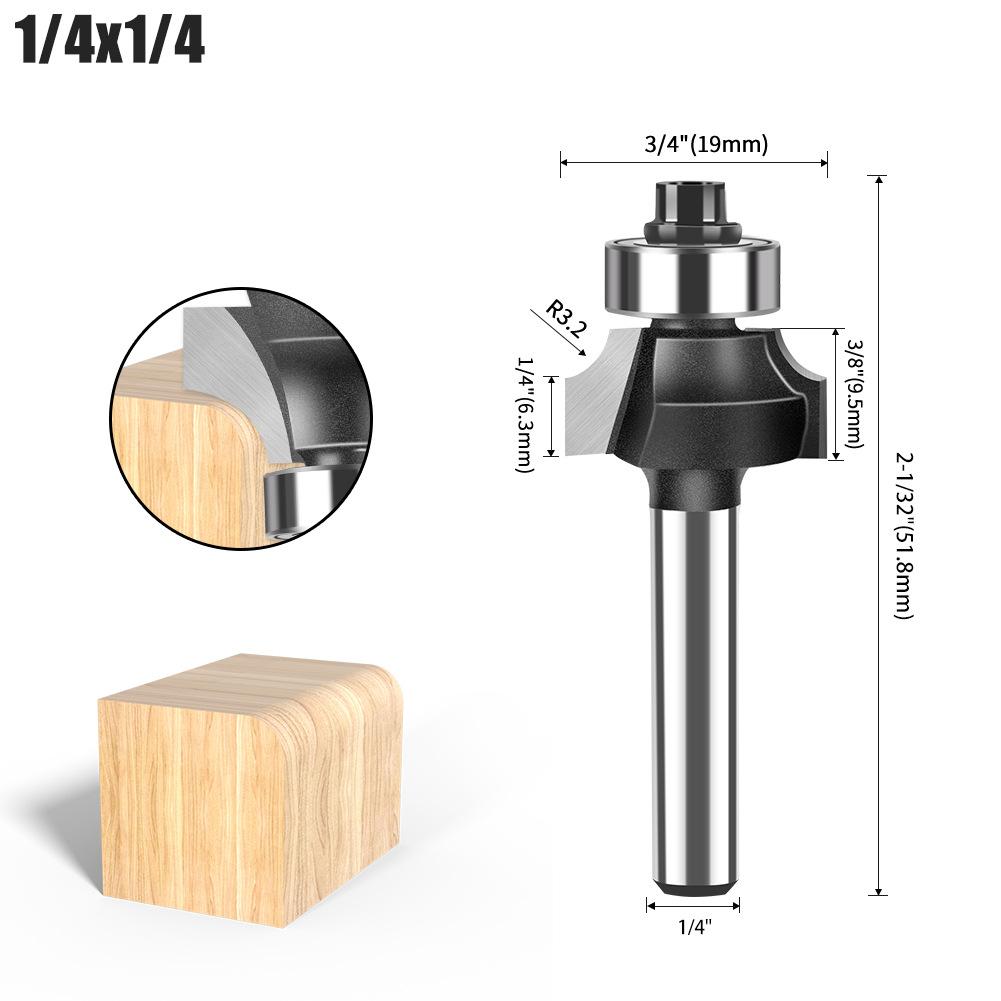 Round Corner Knife 6 Handle 5 Piece Set Tungsten Steel Alloy Woodworking Milling Cutter R Chamfering Trimming Machine Slotting Engraving Machine Blade