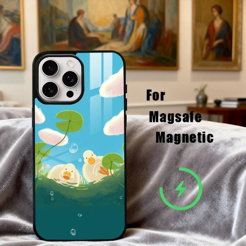 Cute D-Doubao D-Duck Phone Case For iPhone17,16,15,14,13,12,11 Plus,Pro Max Magnetic For Magsafe Wireless Charging iPhone14PROMAX