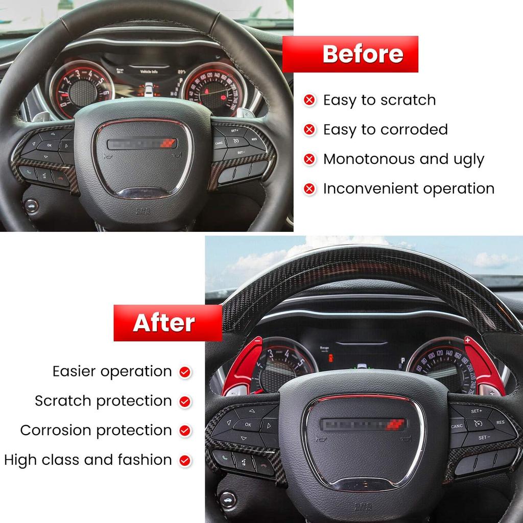 Steering Wheel Shift Paddle Extended Shifter Trim Cover For Dodge Challenger Charger Durango RT & Scat Pack 2015-2024, For Jeep Grand Cherokee 2014-