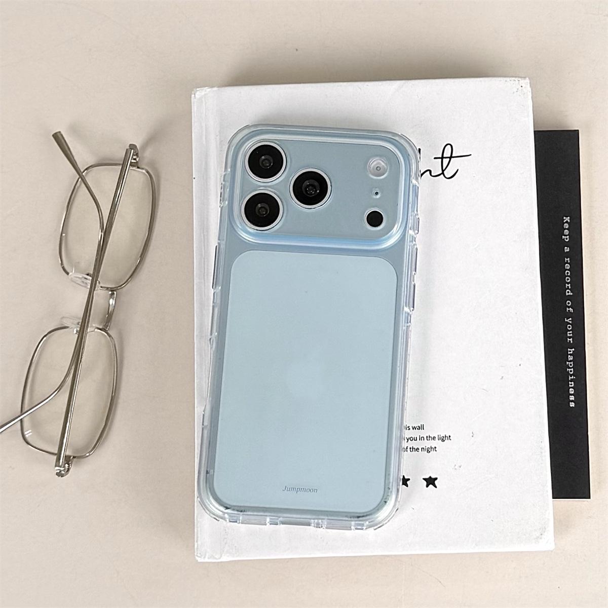 Frosted Blue Transparent Protective Case for iPhone 15 Pro Max iPhone 15