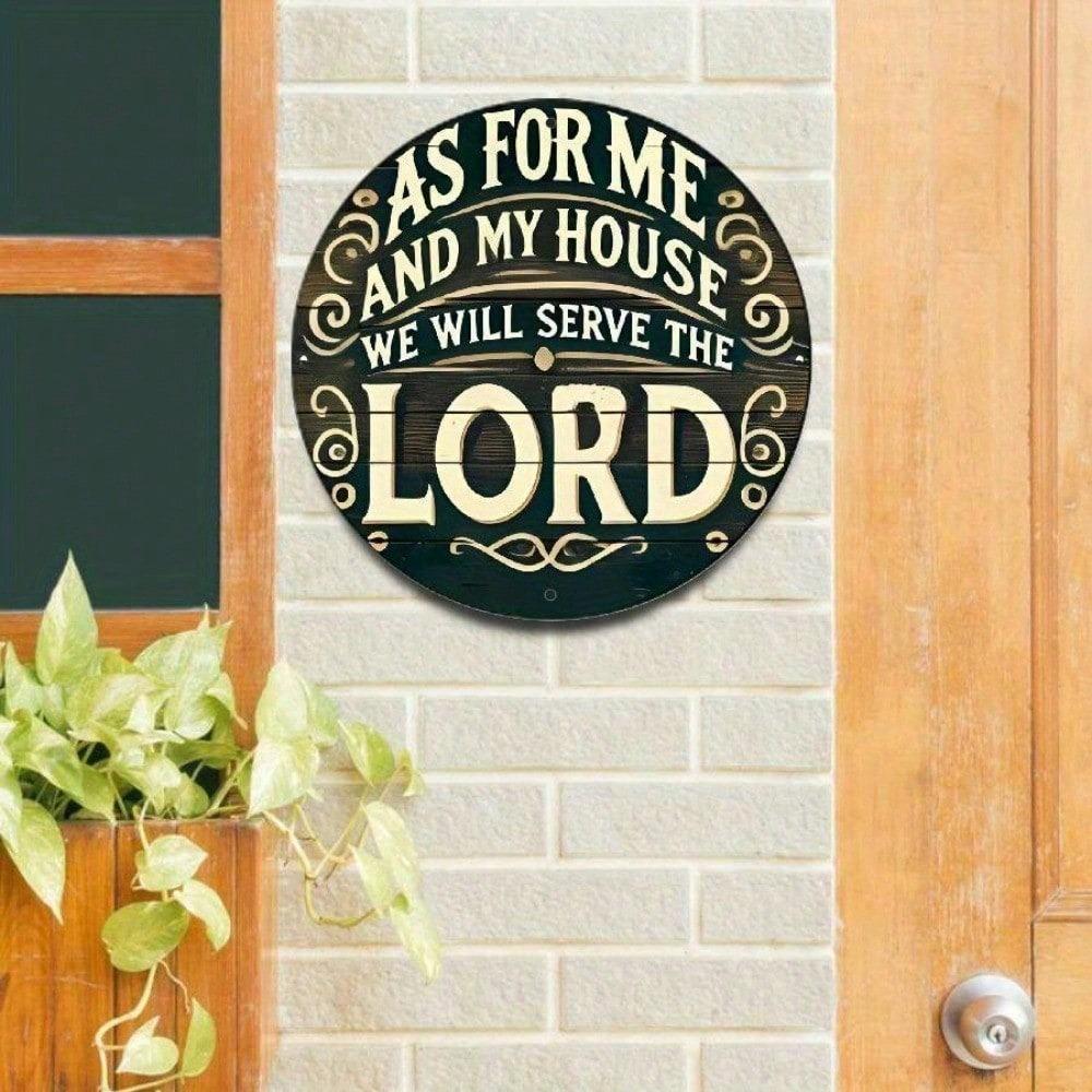 Vintage Aluminum Round Wall Sign 8 Inch Rustic Farmhouse Joshua 24:15 Decor