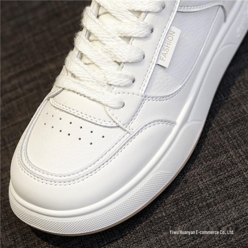 Women's White Versatile Sneakers - Flat, Thick Sole, Stylish 2025 Design for Spring and Autumn