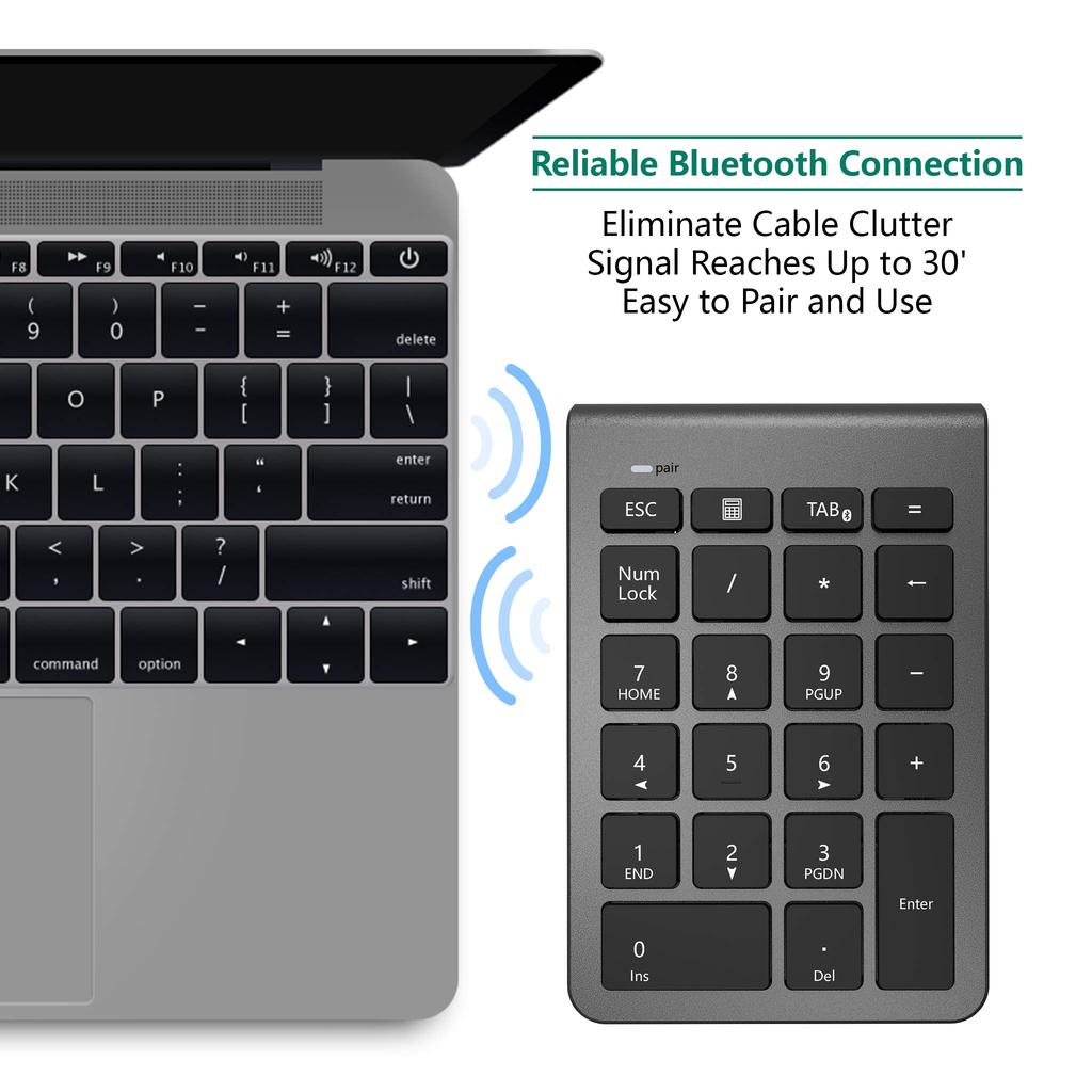 Kabelloser Bluetooth 22-Tasten-Nummernblock mit Tab-Taste, Kompatibel mit mehreren Geräten, PC-Laptop usw.