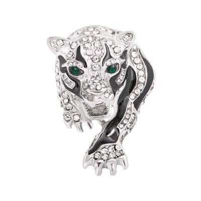 Retro Style High -End Full Rhinestone Tiger Head Beast Animal Brooch Men 'S Year Of The Tiger Transport Pin Clothing Accessories