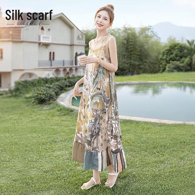 Платье-трапеция Cypress Lane с принтом и кружевом из рами XXL