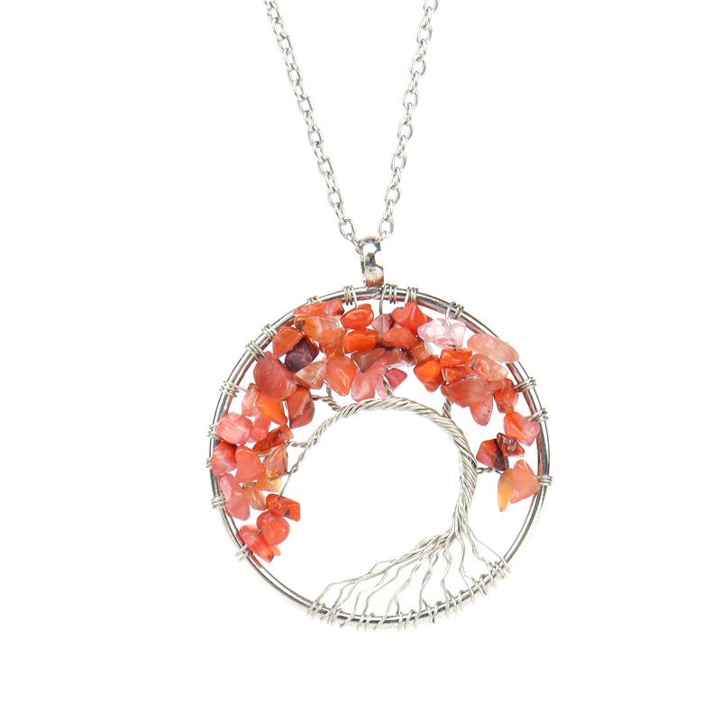 Hand Winding Bending Tree Of Life Necklace Natural Irregular Gravel Crystal Necklace N80
