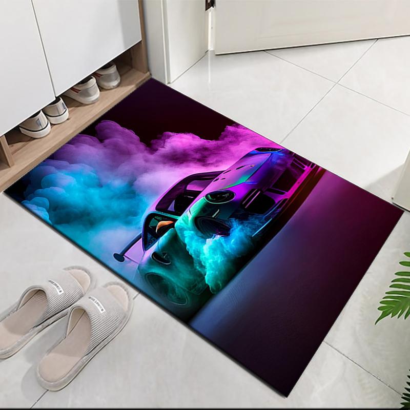 Covor Imprimat cu Tematică de Curse, pentru Scaun de Birou, Sufragerie, Dormitor, Bucătărie, Decor Camere, Cadouri.