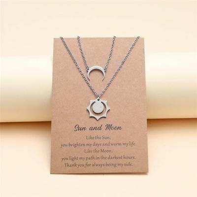 Sun and Moon Necklace for Couples Valentine's Day Couple BFF Necklace for 2 Matching Moon Crescent Sun Stainless Steel Necklace Jewelry Gift