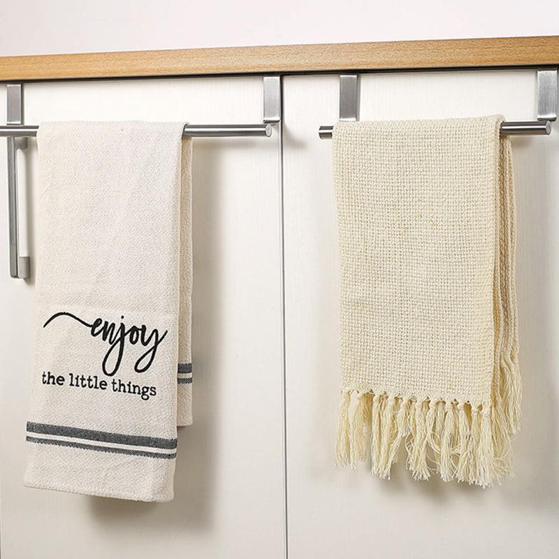 Towel Rack Over Door Towel Bar Hanging Holder Stainless Steel Kitchen Cabinet Bathroom Towel Rag Rack Home Organizer Hanger