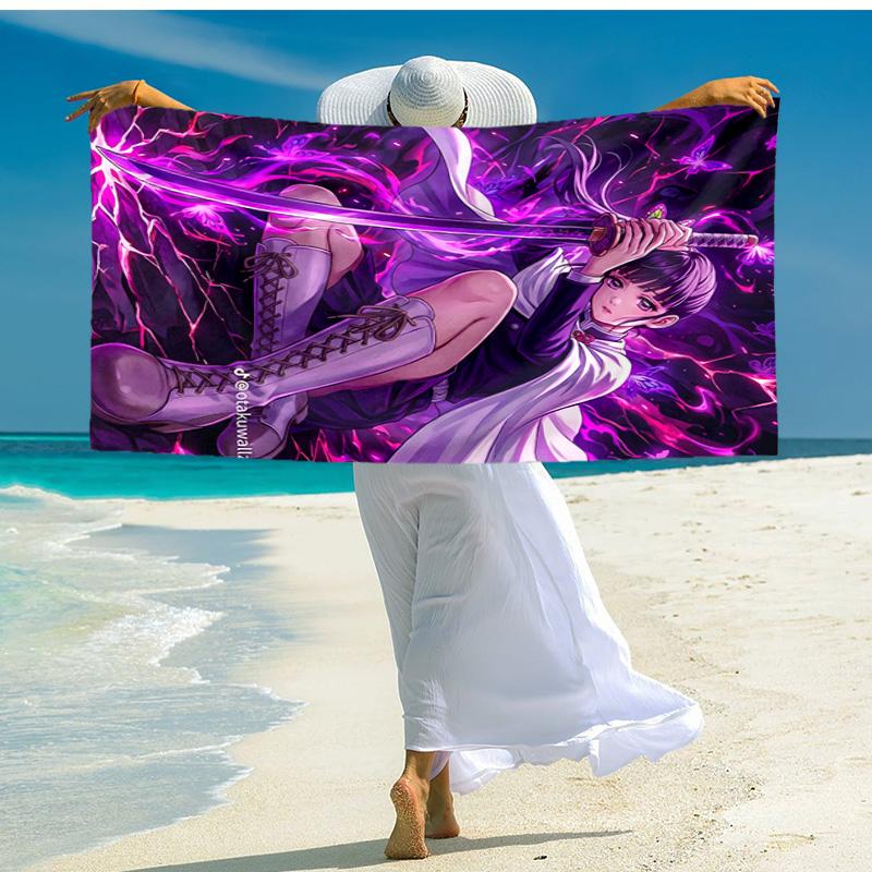 1pc Tsuyuri Kanawo Beach Towel, Comfortable and Thick, and Swimming/Bath/Picnic/Camping Towel, Suitable for Seaside Beaches
