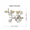 Elegant Flower Pearl Brooch Gold Tone Shell Petal Lapel Pin For Women Suit Coat Dress Jewelry Gift
