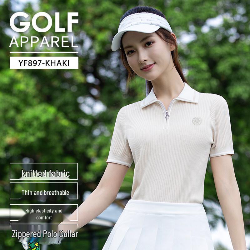 Женский летний гольф-топ PGM с полумолнией и воротником-поло Small