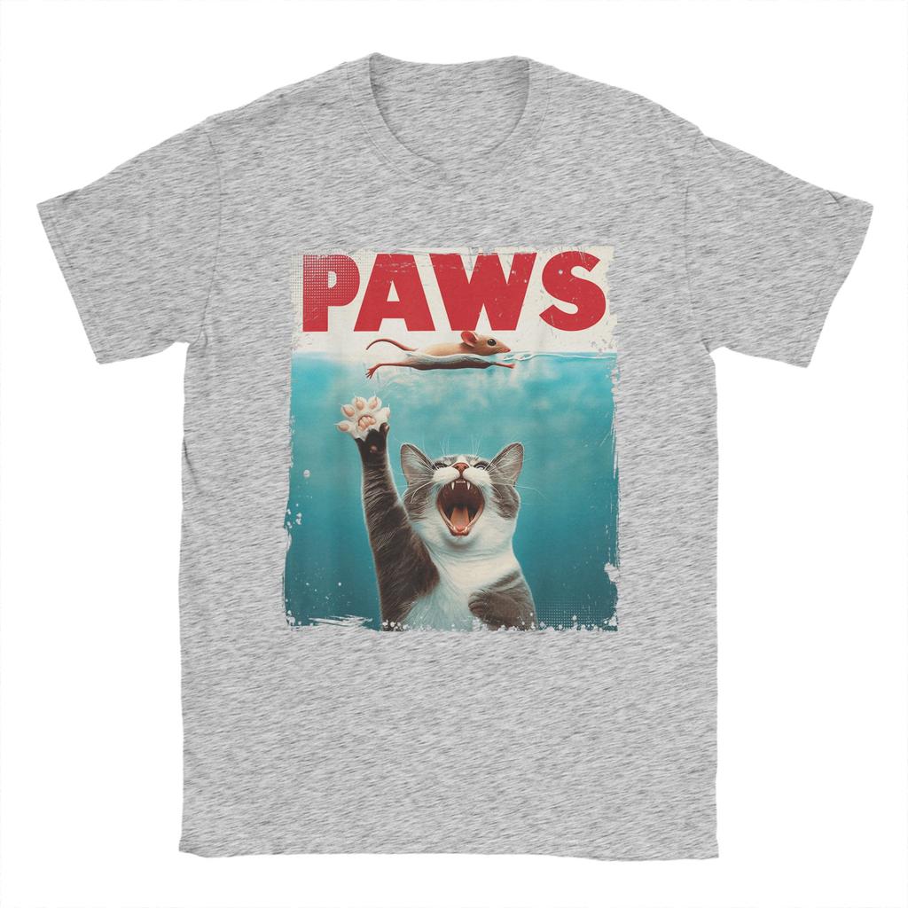 Couple T-Shirt PAWS Parody Cat Mouse Humorous Cat Chasing Mouse Kitten T-Shirts Harajuku Summer Tee Shirt Cotton Tops Gift Idea