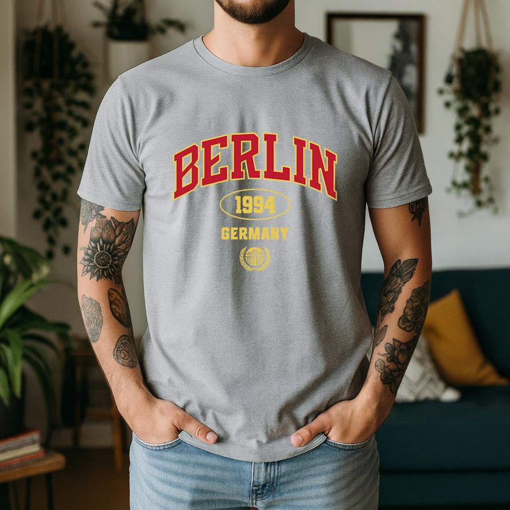 New Summer 100 Cotton Graphic Oversized Tee Berlin 1994 Gerunisexy Retro College Style Themed Short Sleeve