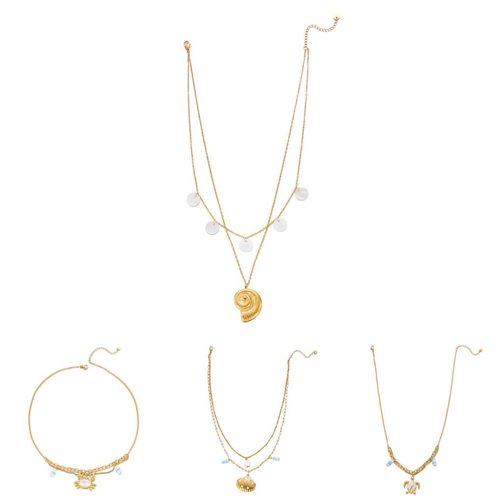 Bohemian Ocean Shell Sun Pendant Necklace For Women Summer Vacation Jewelry