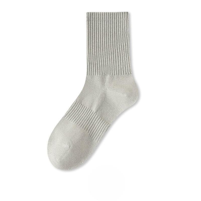 Female Spring and Autumn Pure Cotton Pure Color Girth Waist Absorption Sweat Deodorant Sport Tube Socks