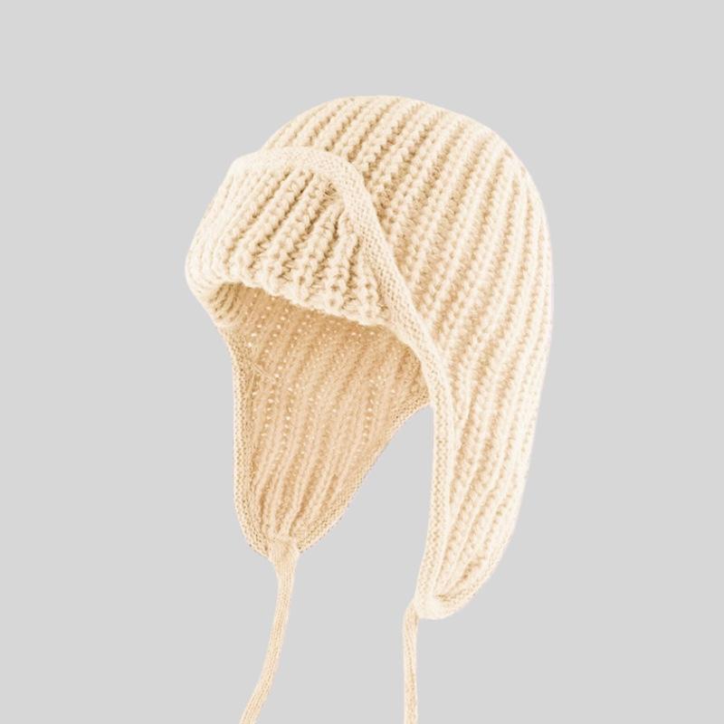 Women S Warm Knit Earflap Hat For Autumn Winter Big Head Circumference Slim Fit