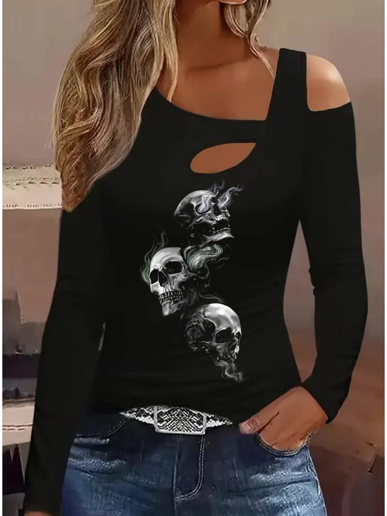 Fashion Painting Blouses Long Sleeved T Shirts Casual Skirt Tops