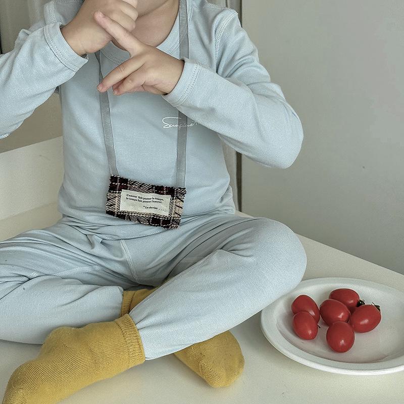 Kids' Lightweight Cotton Underwear Set - Autumn/Winter Pajamas for Elementary Students