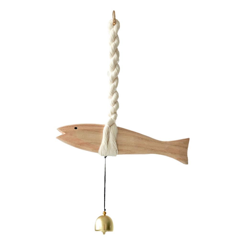 Hand Carved Solid Wood Fish Doorbell and Car Ornament Rustic Wall Decor Lucky Housewarming Gift for New Home