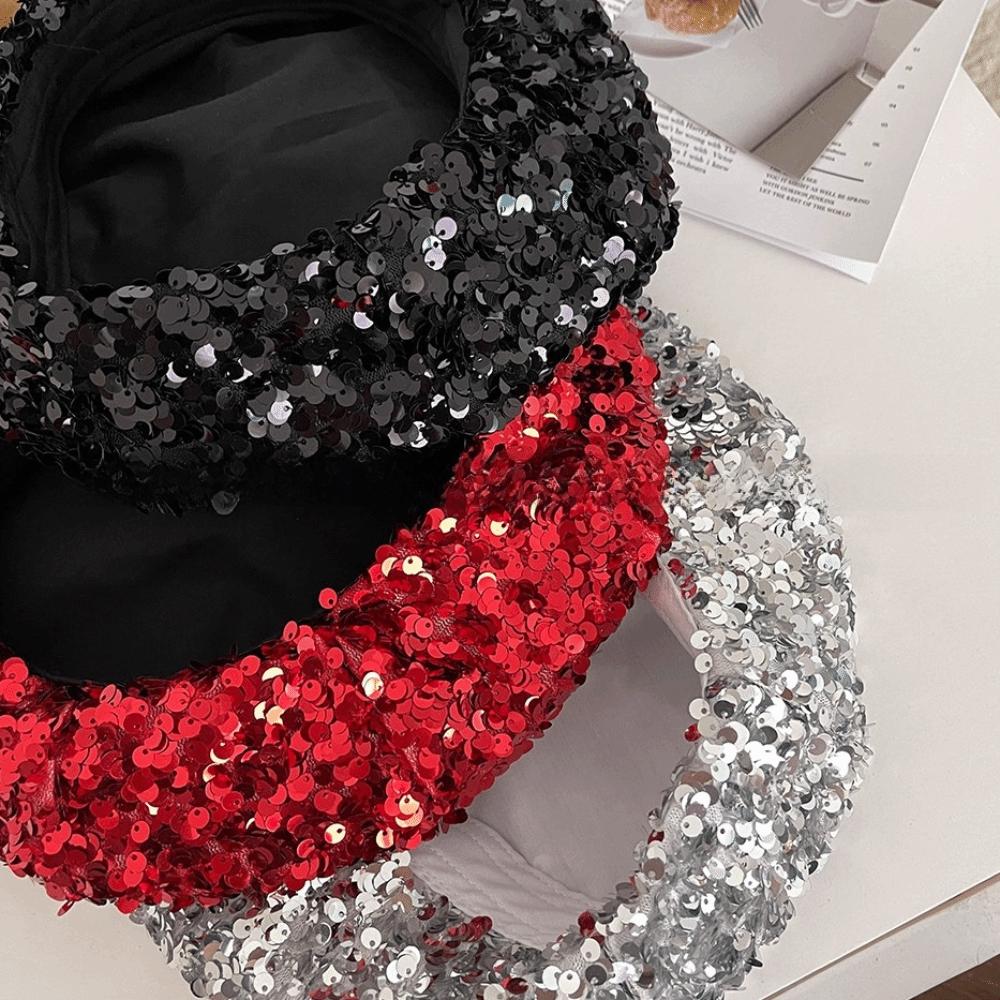 Sparkling Fashion Painter Hat Trendy Lady Octagonal Cap Glitter Sequin Beret Outdoors Activities