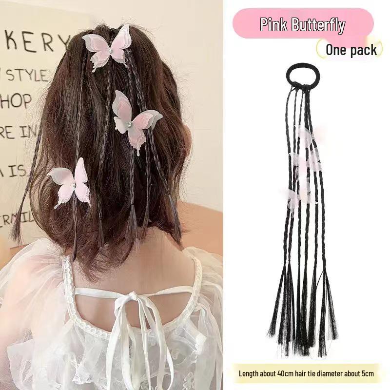 Heart Braids Kids' Wig Hair Ties - Sweet High Ponytail Accessories for Girls