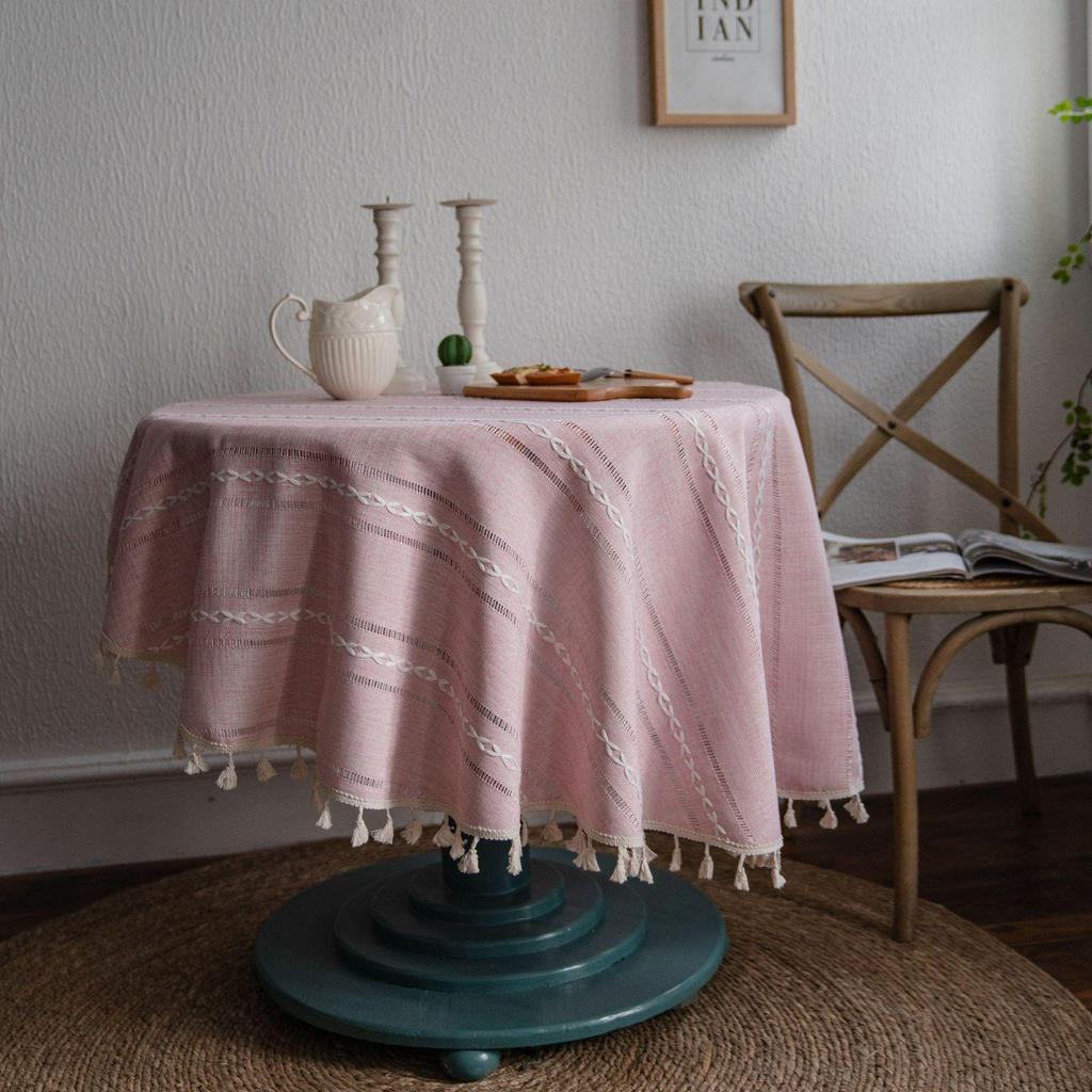 Japanese Cotton Linen Tablecloth - Fresh, Artistic, Round & Rectangular Options