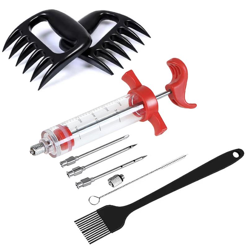 Stainless Steel Spice Syringe Set Meat Turkey Chicken Flavor Injector Kitchen Sauce Marinade Injection Home Kitchen Accessories