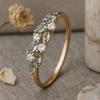 Moss Agate Leaf Band Ring, Yellow Gold Plated 925 Sterling Silver, Marquise and Round Stone Bridal Jewelry, Anniversary Gift for Her