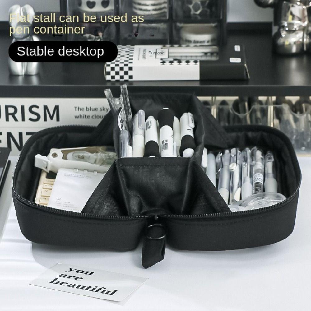 Large-capacity Pencil Cases Transparent Pen Pouch Boys and Girls Stationery Bag Office Supplies