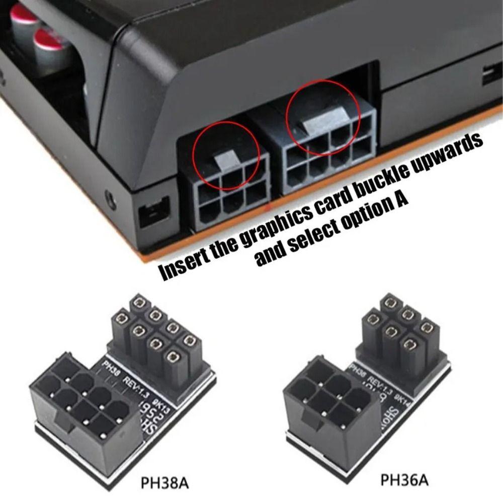 Graphics Card Power Supply Adapter Elbow 180°, GPU PSU Steering Connector PCI-E 6Pin 8Pin Rotating Wiring Artifact Solution