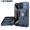KEYSION Shockproof Armor Ring Stand Case for Motorola MOTO G67 5G G77 G17 Power Slide Camera Lens Protection Phone Back Cover