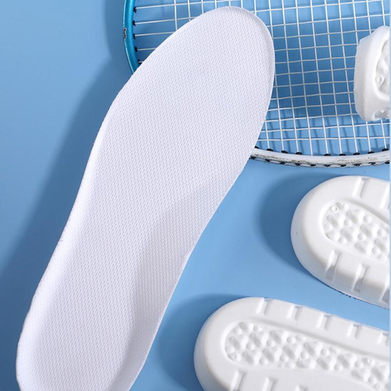 Full Length Inner Heightening Shoe Insoles Elastic Breathable Shock Absorbing Inserts for Sports White 39 40
