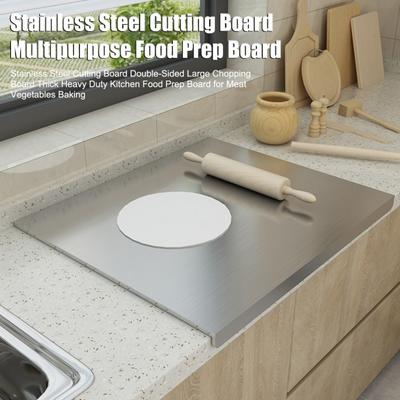 Stainless Steel Cutting Board Double-Sided Large Chopping Board Thick Heavy Duty Kitchen Food Prep