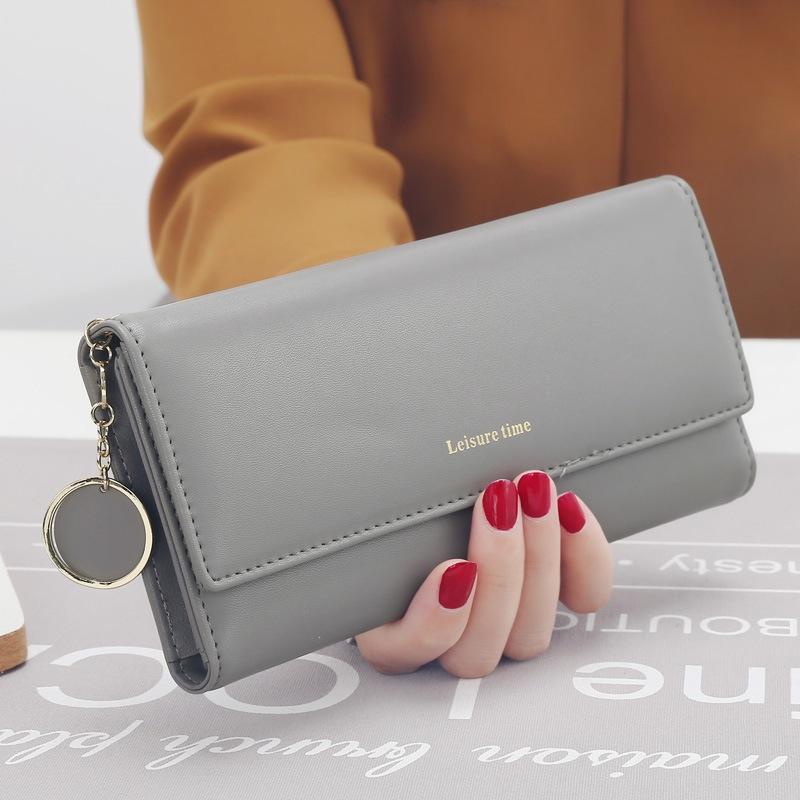 Fashion Women Wallet Leather Clutch Brand Letter Long 3-Fold Wallet Money Clip Purse Female Card Holder